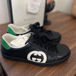 authentic Gucci Ace Interlocking GG Black shoes size 9